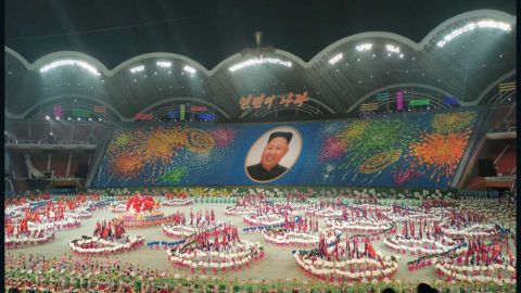 A photograph taken by Koryo Tours from Tuesday's performance of North Korea's latest Mass Games, "The Land of the People."