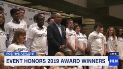 2019 Positive Athlete Award winners pose with Hines Ward