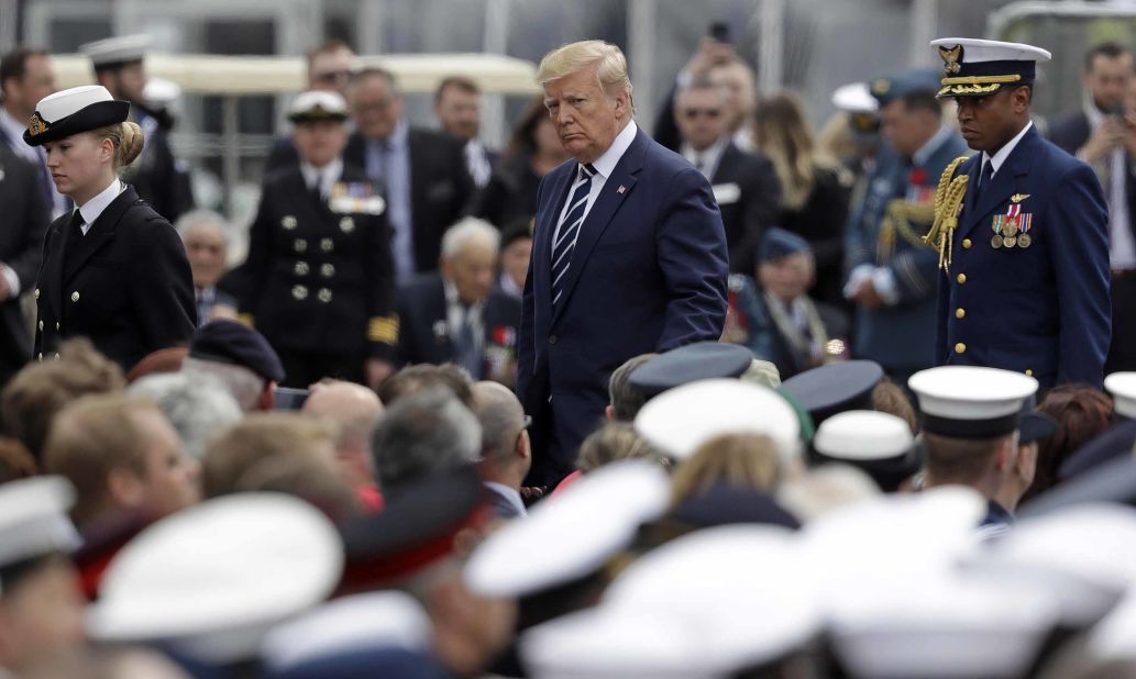 Trump heads back after speaking at the event in Portsmouth on June 5.