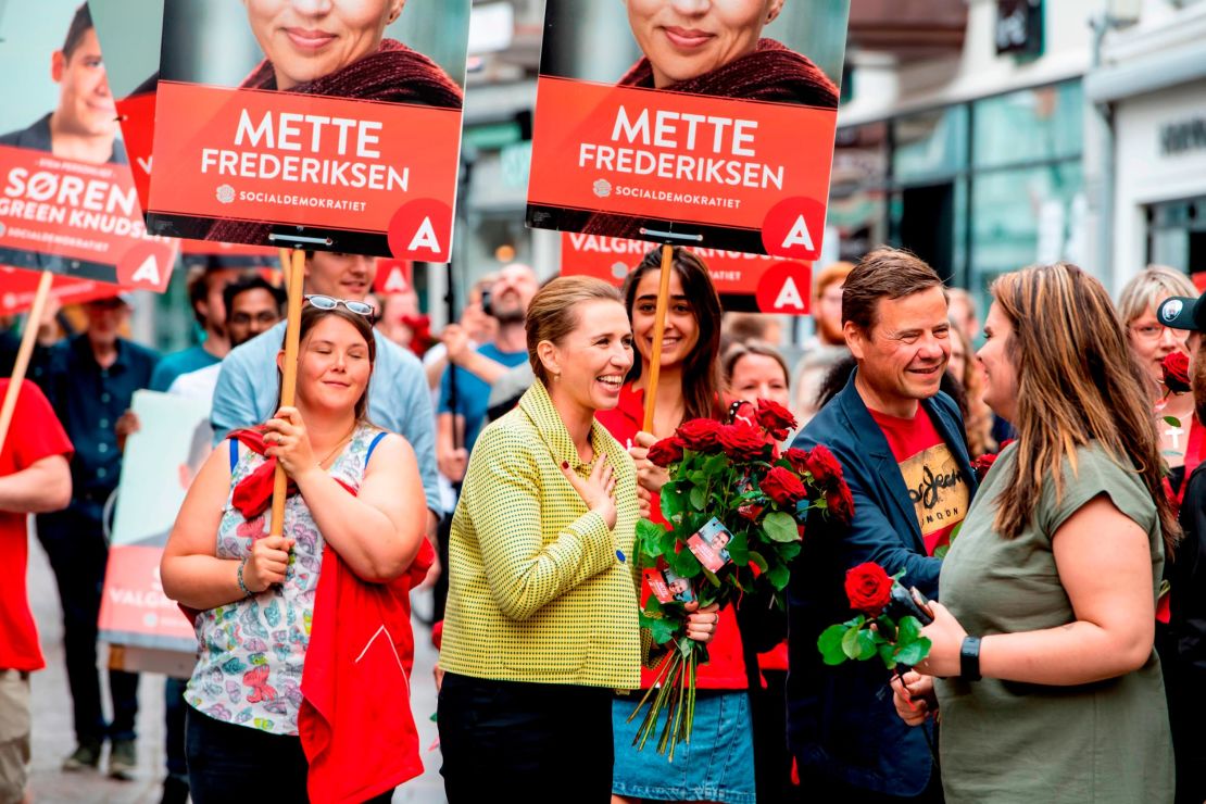 Mette Frederiksen meeting with voters in Aalborg, Denmark during her election campaign.