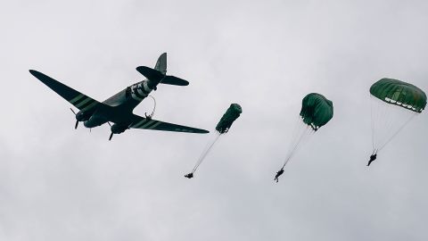 Rice was among several hundreds parachutists to mark the anniversary with a jump.