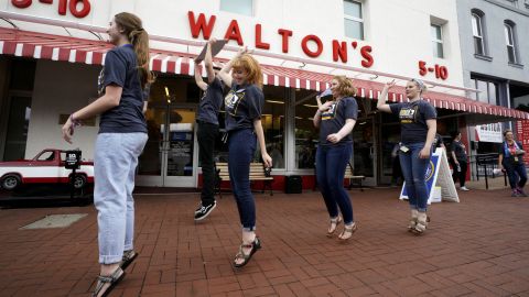 Sam Walton's original 5&10 store, now a Walmart museum, sits in a revitalized downtown Bentonville, Arkansas. 