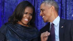 WASHINGTON, DC - FEBRUARY 12:  Former U.S. President Barack Obama and first lady Michelle Obama participate in the unveiling of their official portraits during a ceremony at the Smithsonian's National Portrait Gallery, on February 12, 2018 in Washington, DC. The portraits were commissioned by the Gallery, for Kehinde Wiley to create President Obama's portrait, and Amy Sherald that of Michelle Obama.  (Photo by Mark Wilson/Getty Images)