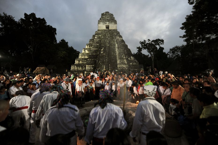 <strong>Mayan ceremony: </strong>On December 21, 2012, people gathered at Tikal to celebrate the end of the Mayan cycle known as Bak'tun 13 and the start of the Maya new age.
