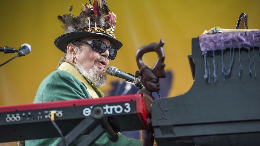 FILE - In this April 30, 2017 file photo, Dr. John performs at the New Orleans Jazz and Heritage Festival in New Orleans. The New Orleans-born musician celebrated his 77th birthday last Nov. 21 in the French Quarter. But he was apparently a year early. Publicist Karen Beninato said she looked into it after talking to friends and relatives of the Rock & Roll Hall of Famer. (Photo by Amy Harris/Invision/AP, File)