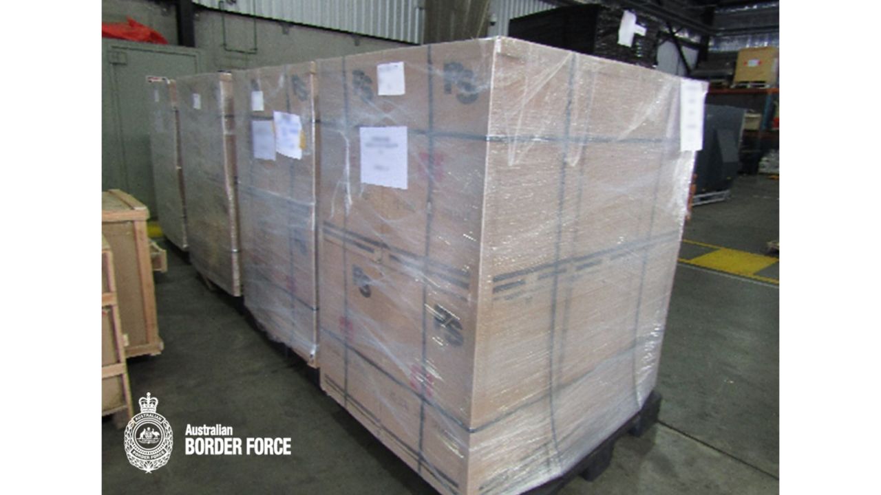 The speakers were packaged and sealed in a cargo shipment.