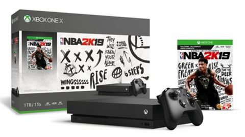 The NBA 2K19 bundle includes an all-black One X and the latest iteration of NBA 2K. <br /><strong>NBA 2K19 Xbox One X 1TB Bundle ($399, originally $499; </strong><a href="https://click.linksynergy.com/deeplink?id=Fr/49/7rhGg&mid=24542&u1=0607xboxe32019&murl=https%3A%2F%2Fwww.microsoft.com%2Fen-us%2Fp%2Fxbox-one-x-1tb-console-nba-2k19-bundle%2F8rxx1pqmkz3c%3Fcid%3Dmsft_web_collection%26activetab%3Dpivot%253aoverviewtab" target="_blank" target="_blank"><strong>microsoft.com</strong></a><strong>)</strong><br />