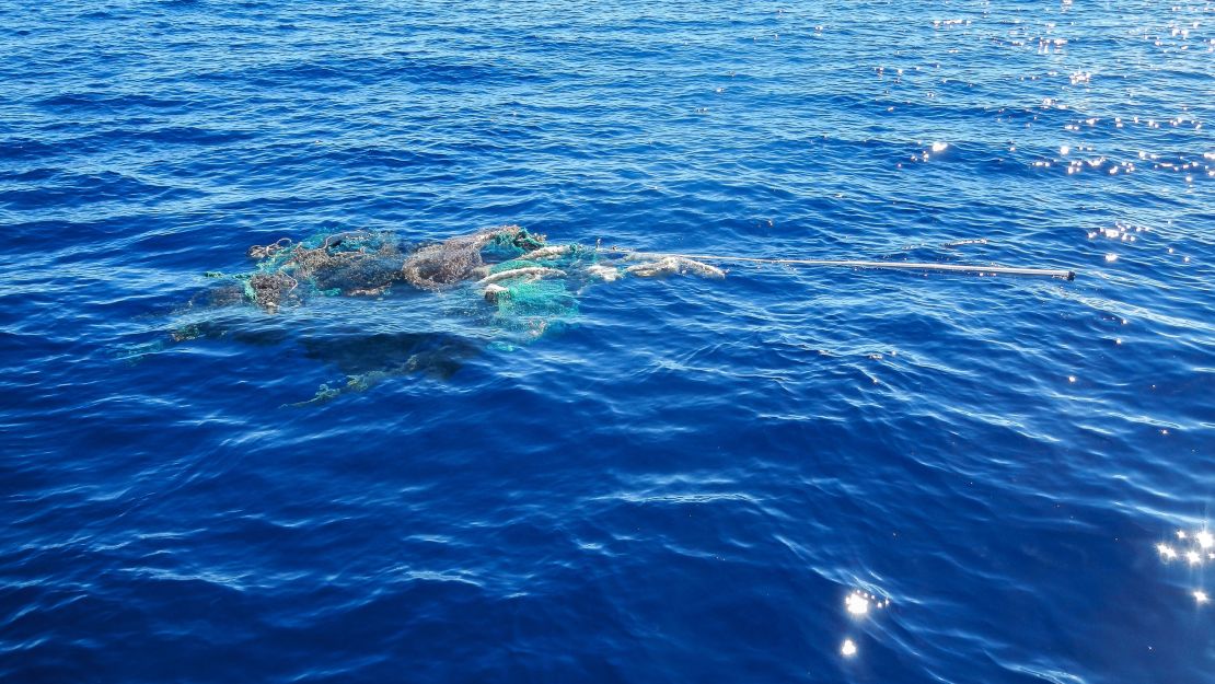 Discarded fishing gear floats in the Great Pacific Garbage Patch.
