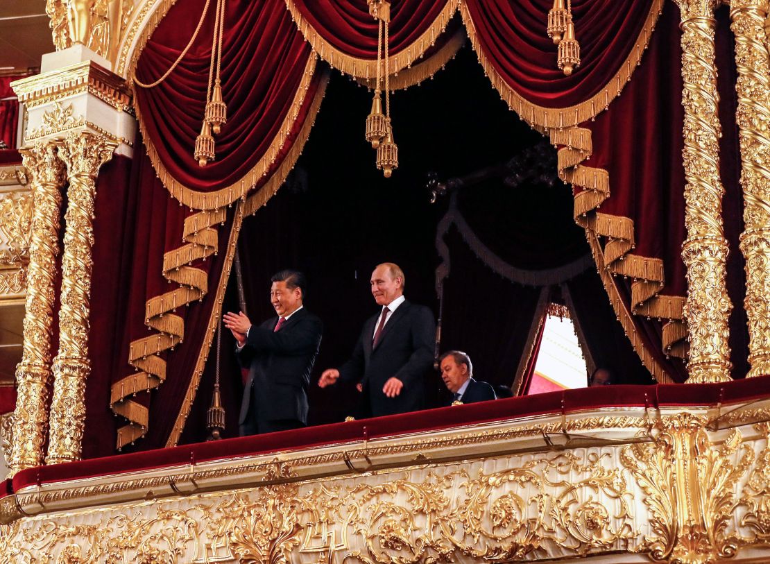 Putin and Xi Jinping at a gala dedicated to the 70th anniversary of the establishment of diplomatic relations between Russia and China.