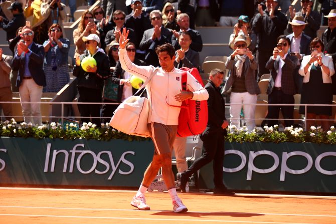 Federer, 37, bid adieu to the fans and said he didn't know if he would be back at Roland Garros next year.