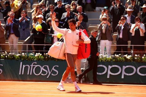 Federer, 37, bid adieu to the fans and said he didn't know if he would be back at Roland Garros next year. 
