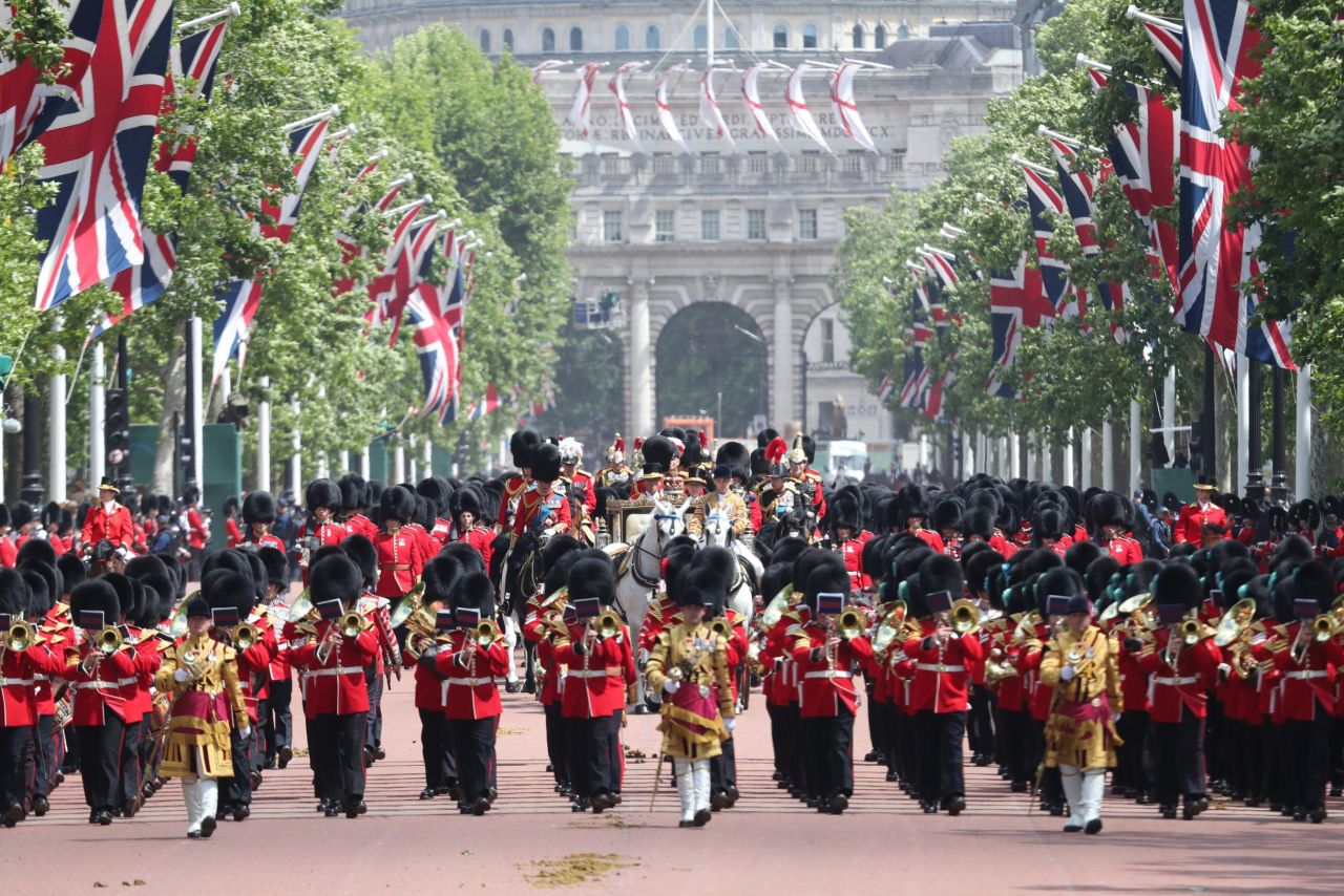 Trooping the Colour makes a spectacular display in London.