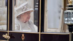 Britain's Queen Elizabeth II rides in a horse-drawn carriage to Horseguards parade ahead of her Birthday Parade, 'Trooping the Colour', in London on June 8, 2019. - The ceremony of Trooping the Colour is believed to have first been performed during the reign of King Charles II. Since 1748, the Trooping of the Colour has marked the official birthday of the British Sovereign. Over 1400 parading soldiers, almost 300 horses and 400 musicians take part in the event. (Photo by Daniel LEAL-OLIVAS / AFP)        (Photo credit should read DANIEL LEAL-OLIVAS/AFP/Getty Images)