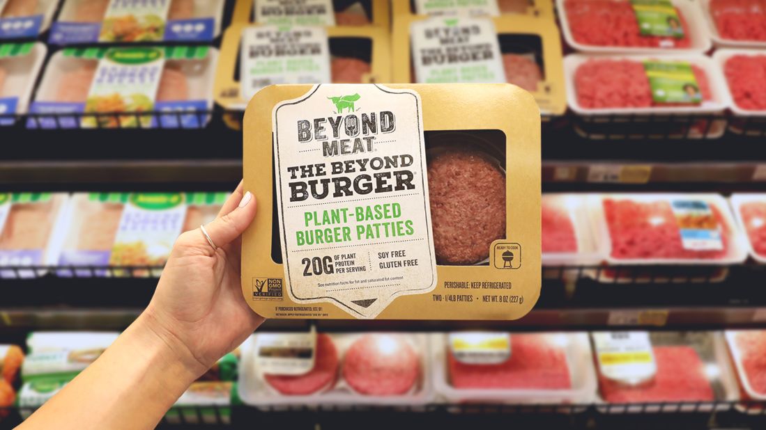 Beyond Meat makes plant-based meat alternatives. Its burgers have been trialled by McDonald's, and Dunkin' Donuts sells a breakfast sandwich featuring Beyond Meat's meatless sausage.