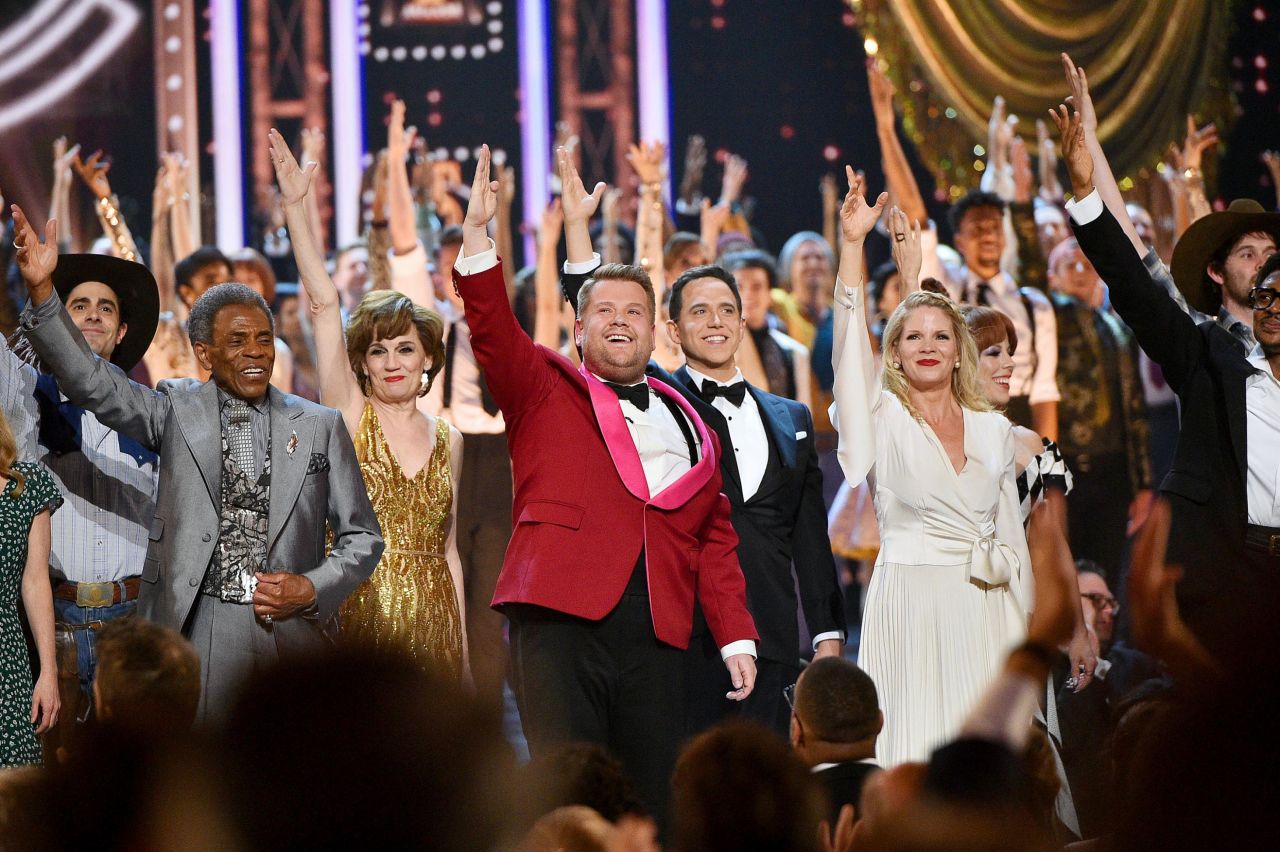 Tonys host James Corden performs during the opening number.