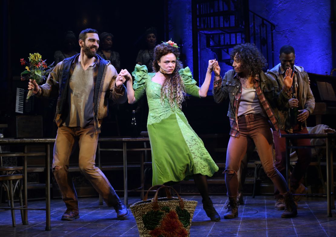 Timothy Hughes, Amber Gray and Afra Hines during the Broadway Press Performance Preview of "Hadestown" in 2019.
