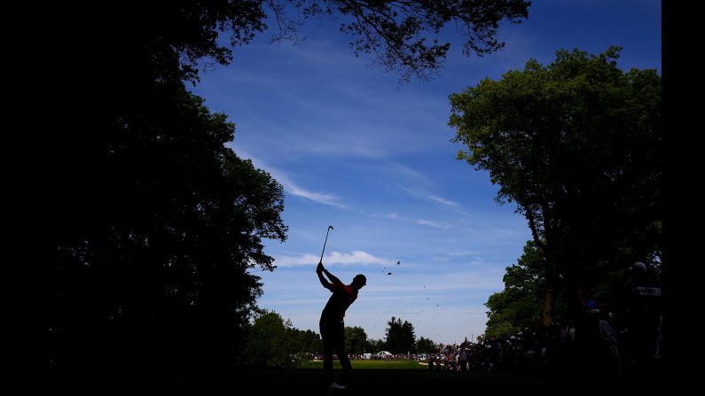 Rory McIlroy of Northern Ireland plays his shot from the eighth tee during the final round of the RBC Canadian Open at Hamilton Golf and Country Club on June 9, 2019 in Hamilton, Canada. 