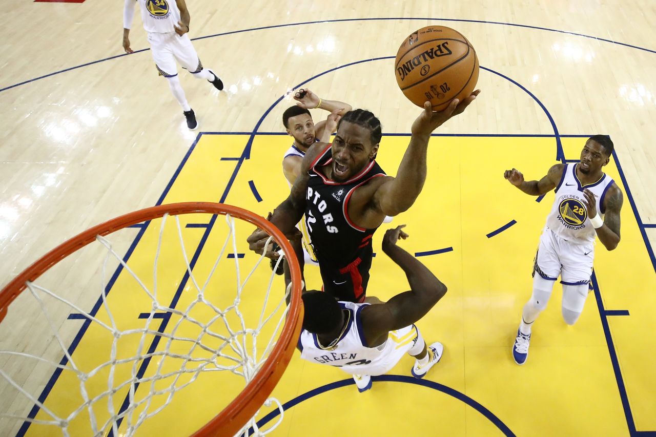 Leonard rises for a shot during Game 3. This was his first season in Toronto. He was traded in July by the San Antonio Spurs, and he now becomes a free agent.