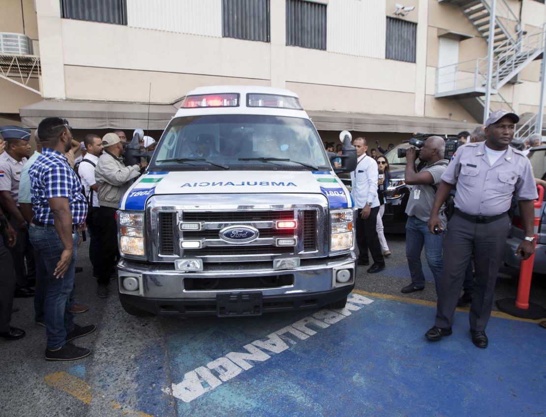 Ambulance carrying David Ortiz leaves the clinic where he was  admitted after June 9 shooting. 