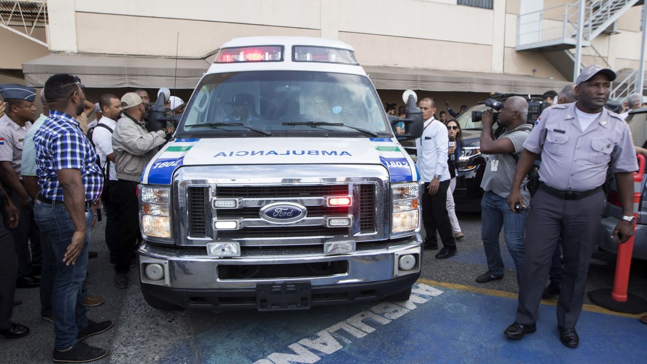 Ambulance carrying David Ortiz leaves the clinic where he was admitted after June 9 shooting.