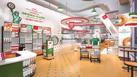 An artist's rendering of Krispy Kreme's new Times Square location. it will open in May.