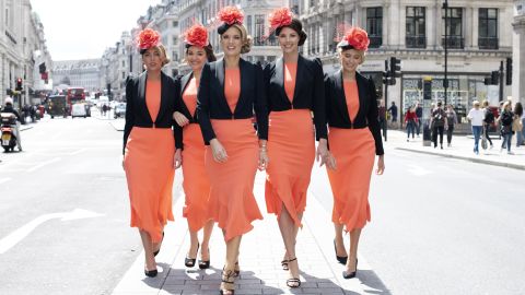 Charlotte Hawkins, Stephanie Waxberg and influencers at the launch of the Royal Ascot dress code assistants uniform.