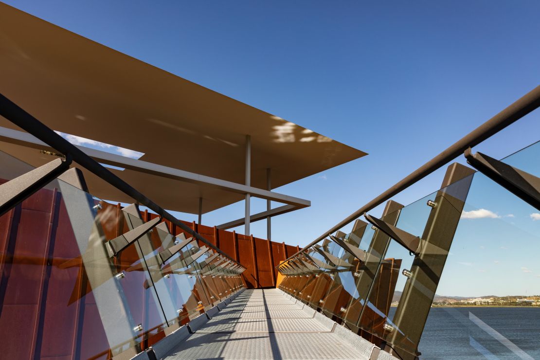 A bridge at MONA that connects several of the outdoor installations.