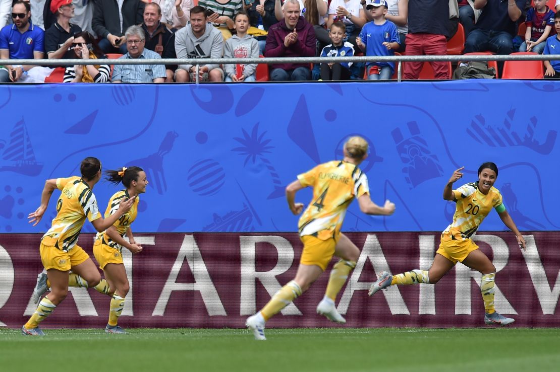 Kerr scored the opening goal in Australia's 2-1 defeat by Italy. 