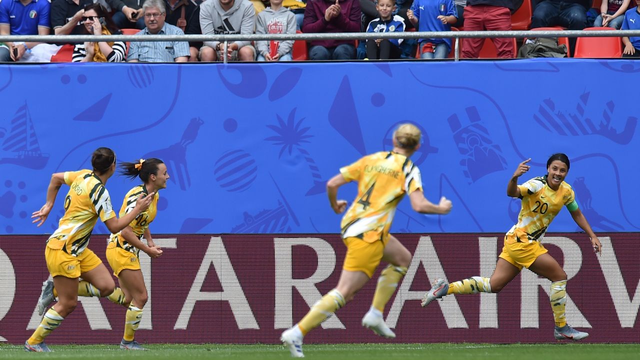 Kerr scored the opening goal in Australia's 2-1 defeat by Italy.