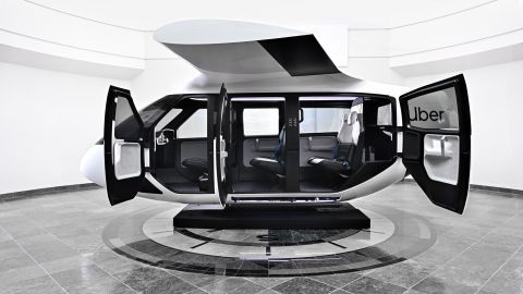 The seats in Uber's flying car cabin are turned slightly toward the window to create a more private feeling for passengers.