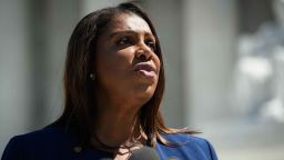 New York Attorney General Letitia James speaks to reporters outside of the US Supreme Court in Washington, DC on April 23, 2019. - In March 2018, US Secretary of Commerce Wilbur Ross announced he was going to reintroduce for the 2020 census a question on citizenship abandoned more than 60 years ago. The decision sparked an uproar among Democrats and defenders of migrants -- who have come under repeated attack from an administration that has made clamping down on illegal migration a hallmark as President Donald Trump seeks re-election in 2020. (Photo by MANDEL NGAN / AFP)        (Photo credit should read MANDEL NGAN/AFP/Getty Images)