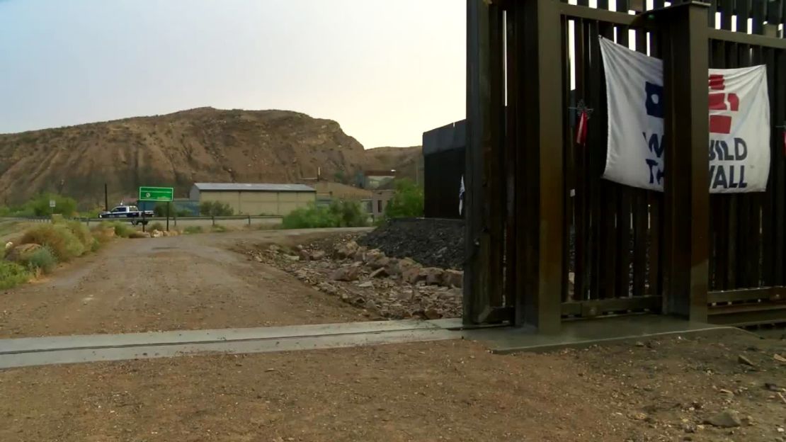 This image from CNN affiliate KVIA shows a gate in the private border wall that officials padlocked open on Monday.