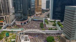 Protesters occupy a street during a rally against the extradition bill on June 12, 2019 in Hong Kong, China. Large crowds of protesters gathered in central Hong Kong as the city braced for another mass rally in a show of strength against the government over a divisive plan to allow extraditions to China. (Photo by Anthony Kwan/Getty Images)