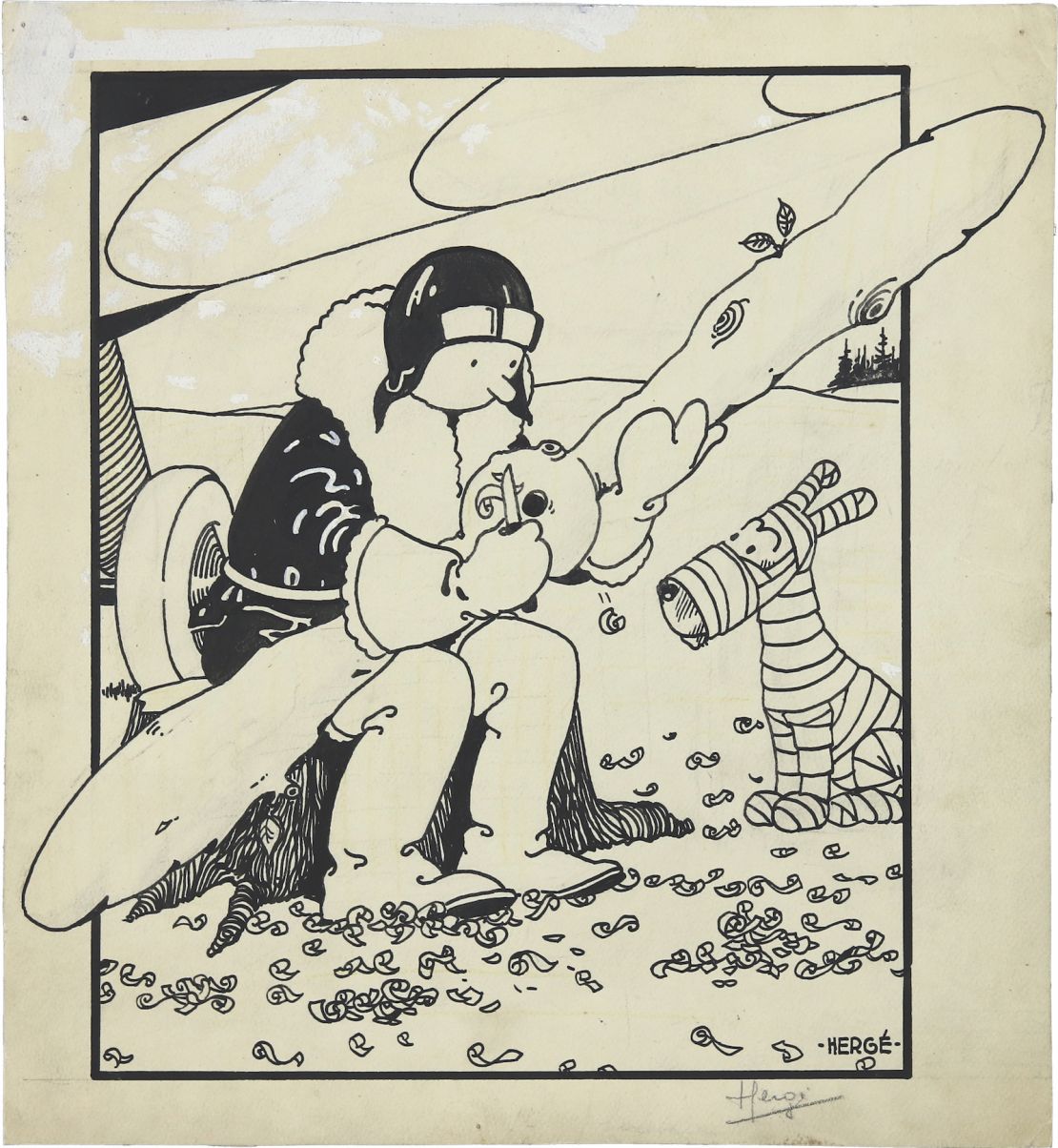 Original cover art from "The Adventures of Tintin Vol. 1: Tintin in the Land of the Soviets."