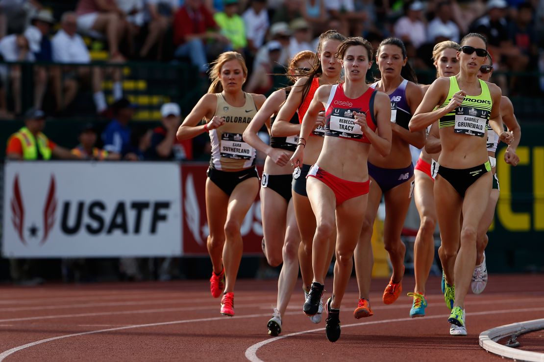 Grunewald (right) competes in the 1500m at the 2015 US championships.