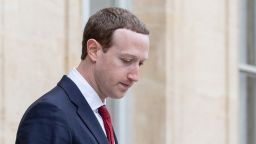 Mark Zuckerberg, chief executive officer and founder of Facebook Inc., leaves following a meeting with France's President Emmanuel Macron at Elysee Palace in Paris, France, on Friday, May 10, 2019. 