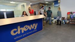 The reception desk of Chewy.com is designed to look like a shipping box from the company. (C.M. Guerrero/Miami Herald/TNS) (Newscom TagID: krtphotoslive781426.jpg) [Photo via Newscom]