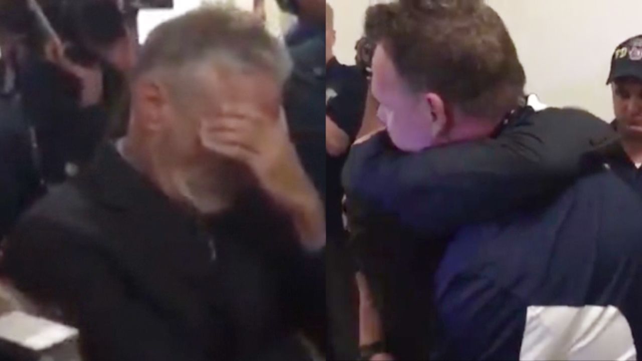 jon stewart gift hug 9/11 first responders