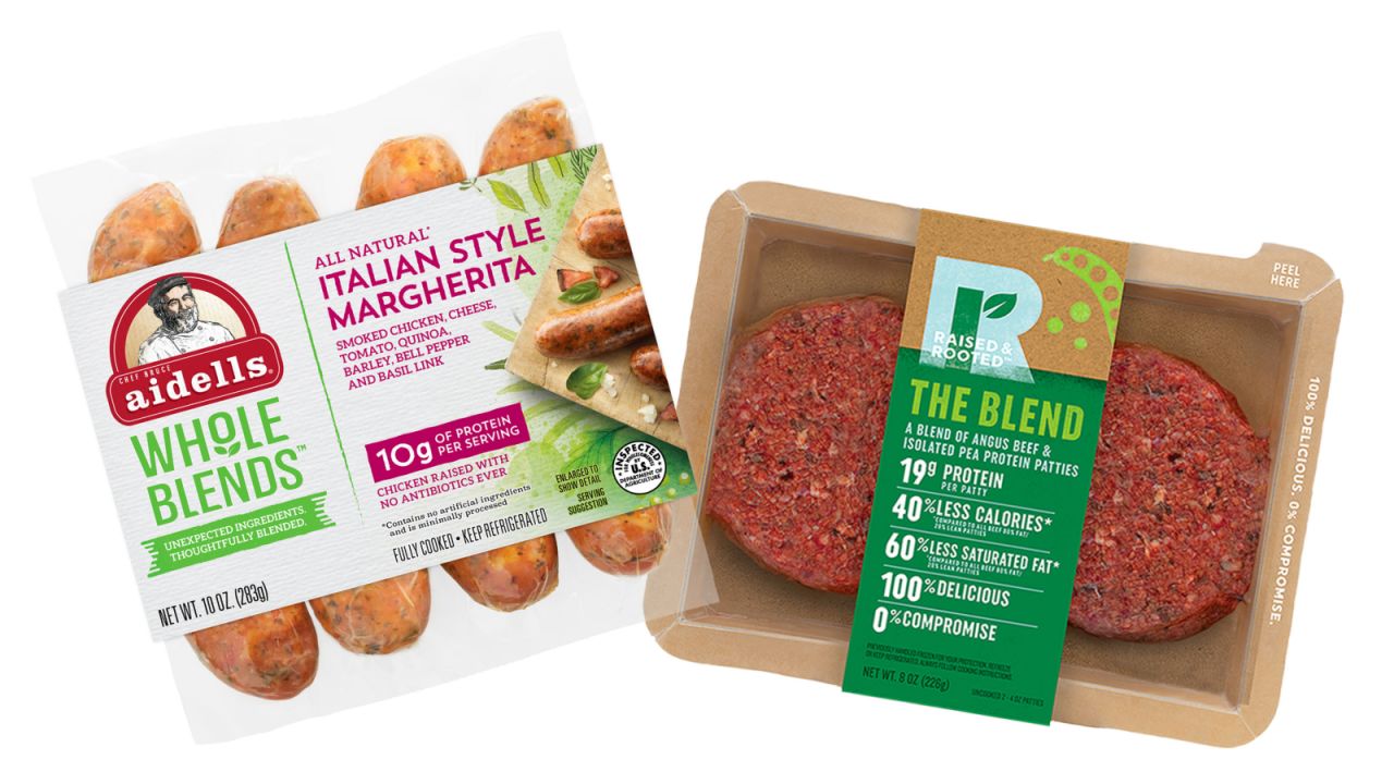 Tyson, one of the world's biggest meat producers, has launched a line of chicken-free (but not egg free) chicken nugget alternatives, as well as burger patties made with a combination of beef and plants. 
