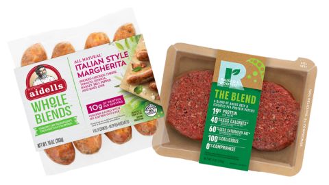 The blended products are made with real meat. 