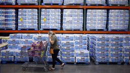A customer pushes a shopping cart past pallets of toilet paper at a Costco Wholesale Corp. store in Louisville, Kentucky, U.S., on Wednesday, May 29, 2019. Costco is scheduled to release earnings figures on May 30. Photographer: Luke Sharrett/Bloomberg via Getty Images