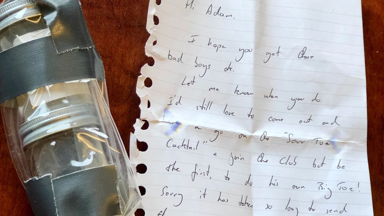 The toe and the handwritten note by Nick Griffiths