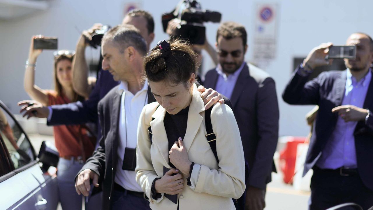 Knox shortly after landing at Milan's Linate airport on Thursday.