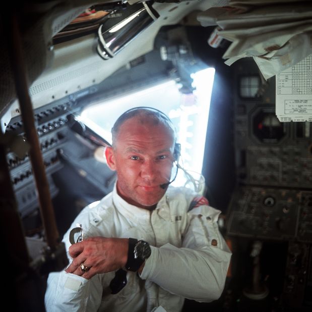 Aldrin co-piloted the Eagle lander to the surface.