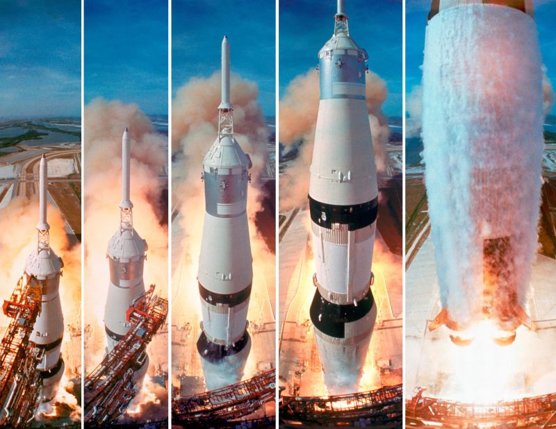 Apollo 11 was launched into space by a Saturn V rocket on July 16, 1969.