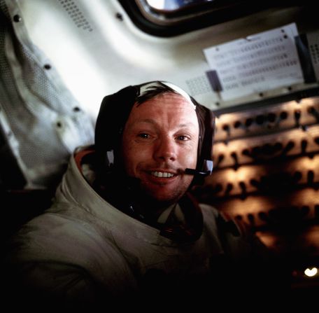 Armstrong is pictured aboard the Eagle just after the historic moonwalk. As Armstrong lowered himself to the surface, people watching around the world heard him call it "one small step for man, one giant leap for mankind." Armstrong later said he had intended to say "a man" and thought he had. <a href="index.php?page=&url=https%3A%2F%2Fwww.cnn.com%2F2013%2F06%2F04%2Ftech%2Farmstrong-quote%2Findex.html" target="_blank">Numerous studies have been carried out over the years</a> to discover whether he had indeed uttered that one little sound. Either way, his intention was clear.