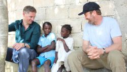 CNN Hero Magnus MacFarlane-Barrow and Gerard Butler in Haiti