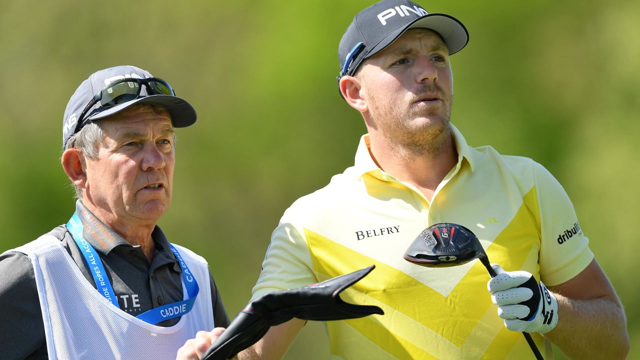 Caddie David McNeilly with player Matt Wallace at the 2019 PGA Championship at Bethpage.