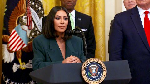 Kim Kardashian West speaks during an White House event on Second Chance hiring on June 13