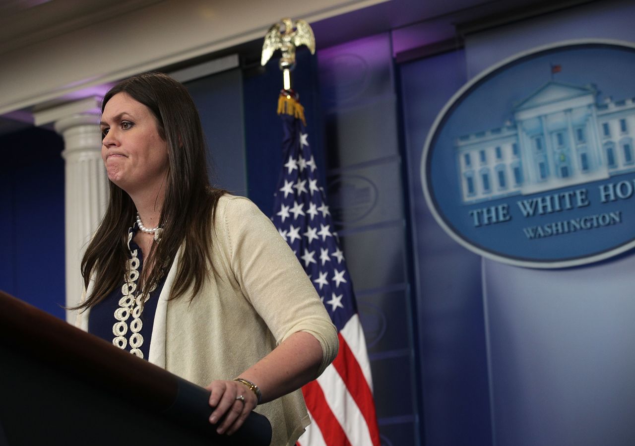 White House Principal Deputy Press Secretary Sarah Sanders conducts a daily news briefing at the James Brady Press Briefing Room at the White House Wednesday, May 10, 2017.
